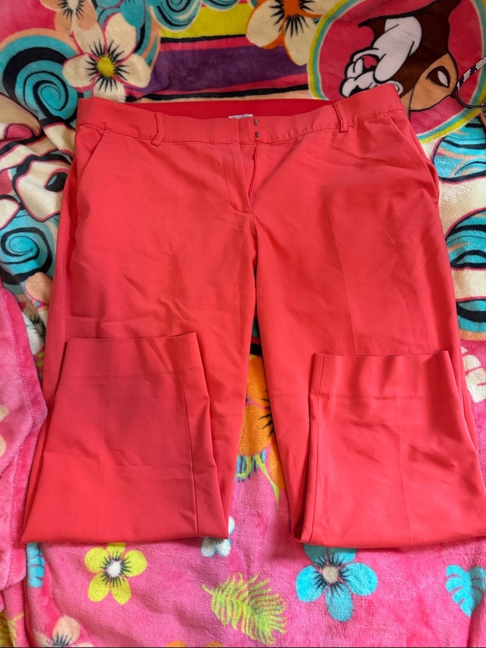 The Modernist Bright Coral High-Waist Pants